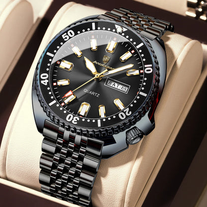 POEDAGAR Luxury Brand Men Clock Date Week Fashion Quartz Male Wristwatch Luminous Waterproof Stainless Steel Men's Watches Reloj
