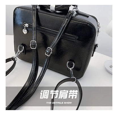 Cartoon Cute Handbags for Women Funny Retro TV Transparent Square Bag Fashion Leather Personalized Creative Shoulder Bag Woman