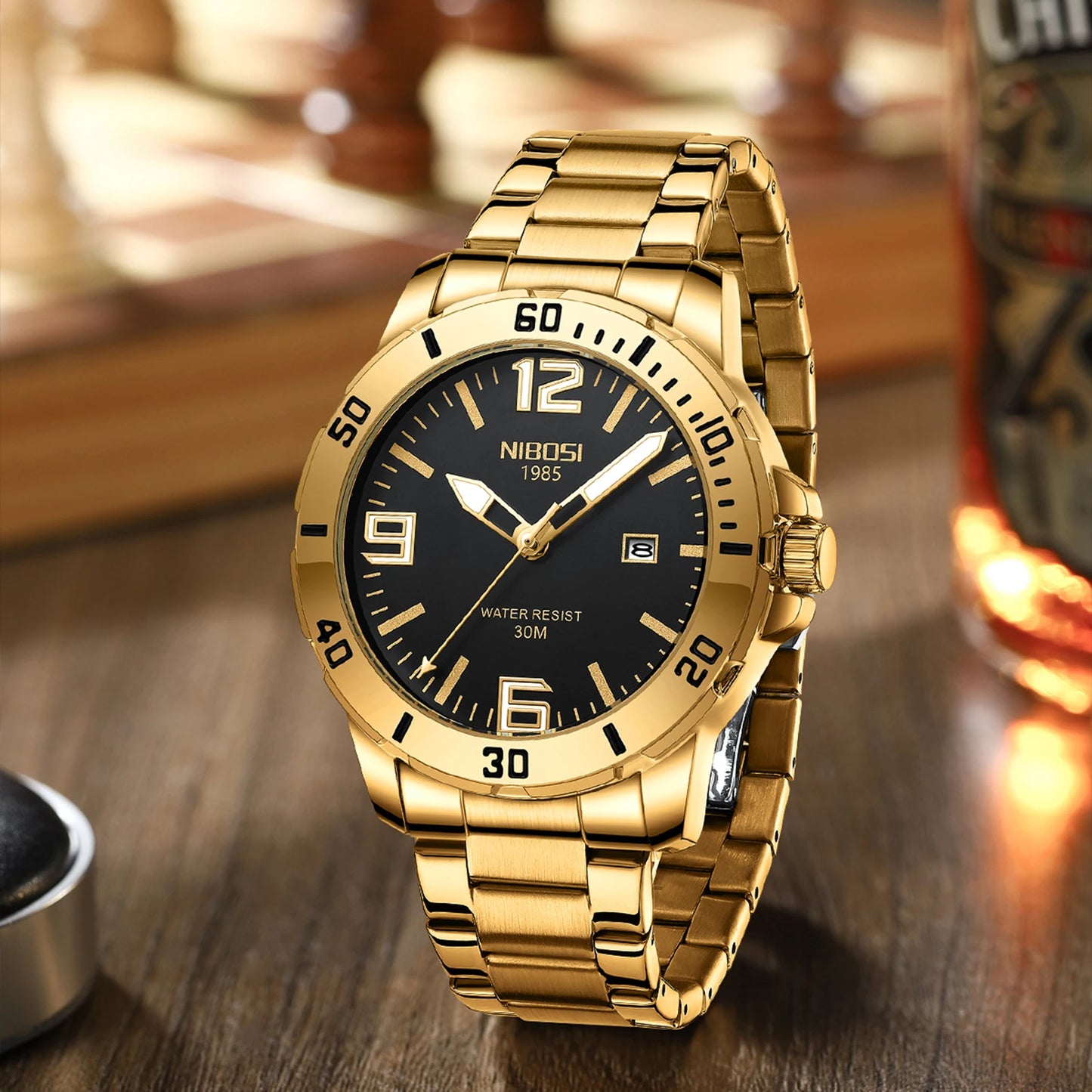 NIBOSI Luxury Man Wristwatch Business Stainless Steel Date Quartz Men Watch Waterproof Luminous Date Men's Watches Clock