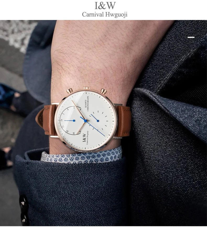 Carnival Brand Luxury Watches for Man Fashion Waterproof Rose Gold Silver Military Clock Men Quartz Wristwatches Reloj Hombre