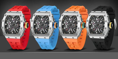 PAGANI DESIGN  Luxury Mens Quartz Watches Barrel Shape Waterproof Wrist Watch For Men VH65 Silicone Luminous Sapphire Mirror