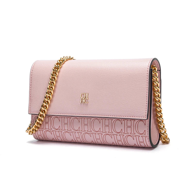 CHCH Women's Shoulder Bag New Magnetic Flip Chain Bag Brown Small Square Bag Wallet