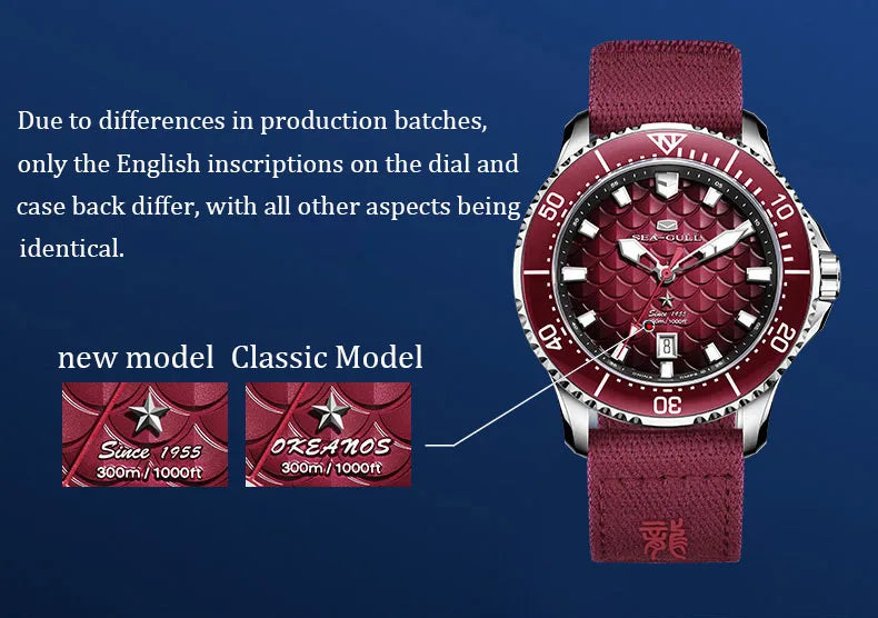 Seagull Ocean Series Man Watch King of the Dragon Automatic Mechanical Watch 300M Waterproof Watches for Man Diving Watch 1216