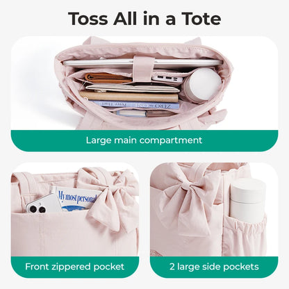 BAGSMART Versatile Travel Tote Bag Women Commuting Bag Multiple Pockets Messenger Handbag College School Shoulder Bag