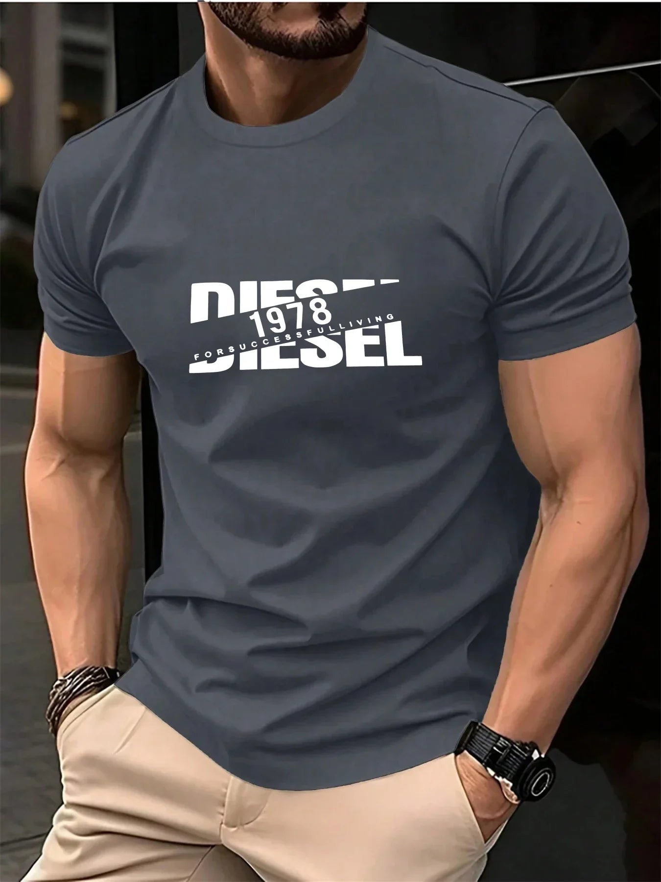 New trendy men's fashion T-shirt, black T-shirt, comfortable summer T-shirt, pure cotton short sleeved T-shirt, 2026 bestseller