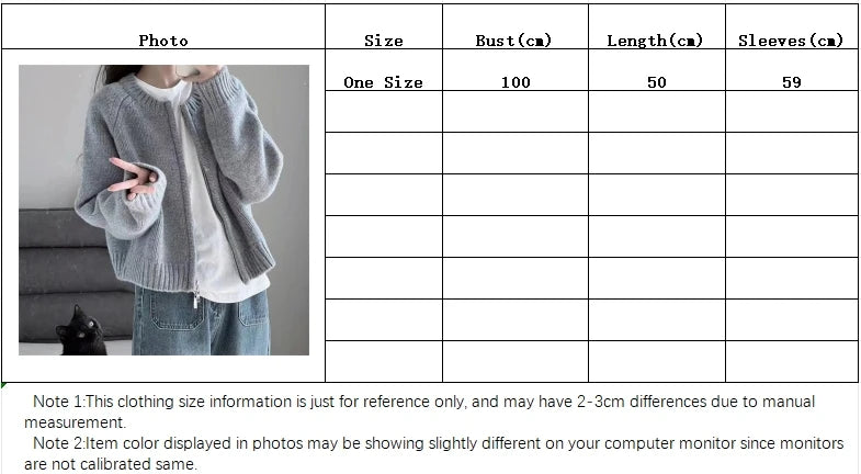 Korean Women Knitted Sweater Autumn Winter Chic Loose Long Sleeve Cardigan Tops Simple Solid Color Sweater Jacket