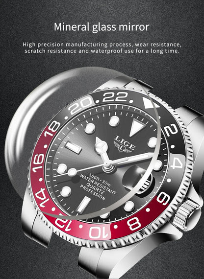 LIGE Top Brand Fashion Mens Watch Business Luxury Quartz Wristwatches Luminous Waterproof Sports Watches Mens Gifts Reloj Hombre