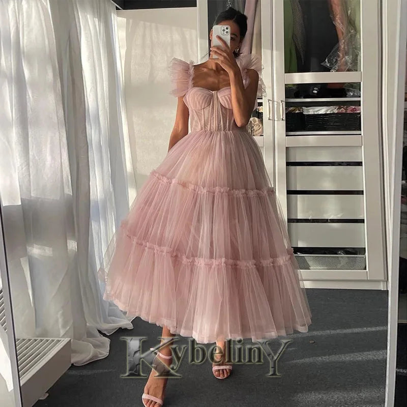 Kybeliny Luxury Rhinestones Graduation Dresses Mermaid Pleat Tulle Off the Shoulder Vestidos de Graduacion Customization