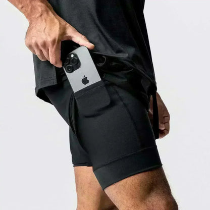 New Running Shorts Men Gym Sports Shorts 2 In 1 Quick Drying Workout Training Gym Fitness Jogging Short Pants Summer