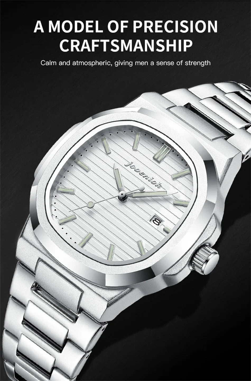 JOOENIOK Luxury Military Man Watch Square Waterproof Luminous Date Week Men Watch Stainless Steel Quartz Men's Watches Reloj+box