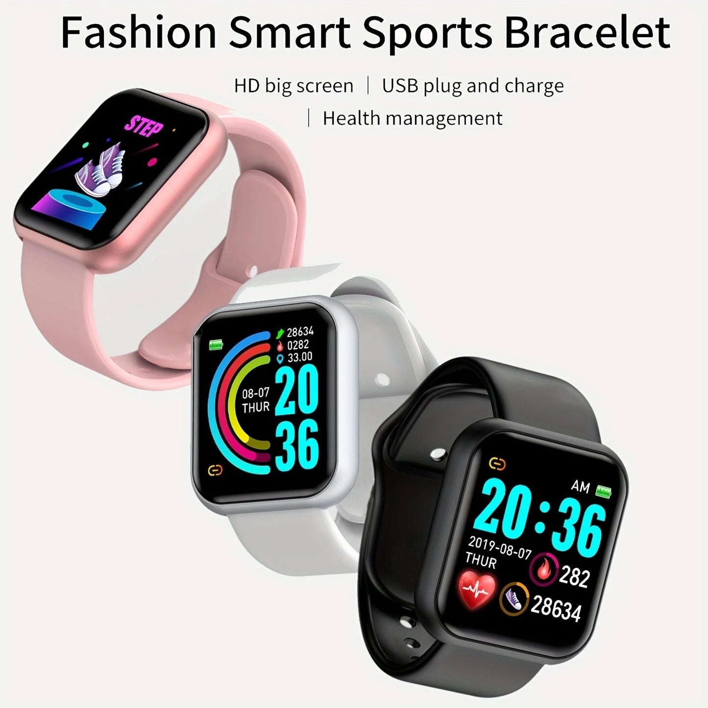 Men Watches Smart Watch For Women Fitness Heart Rate Monitor Sports Smartwatch Electronic Calory Music Control Y68 Bracelet Kids
