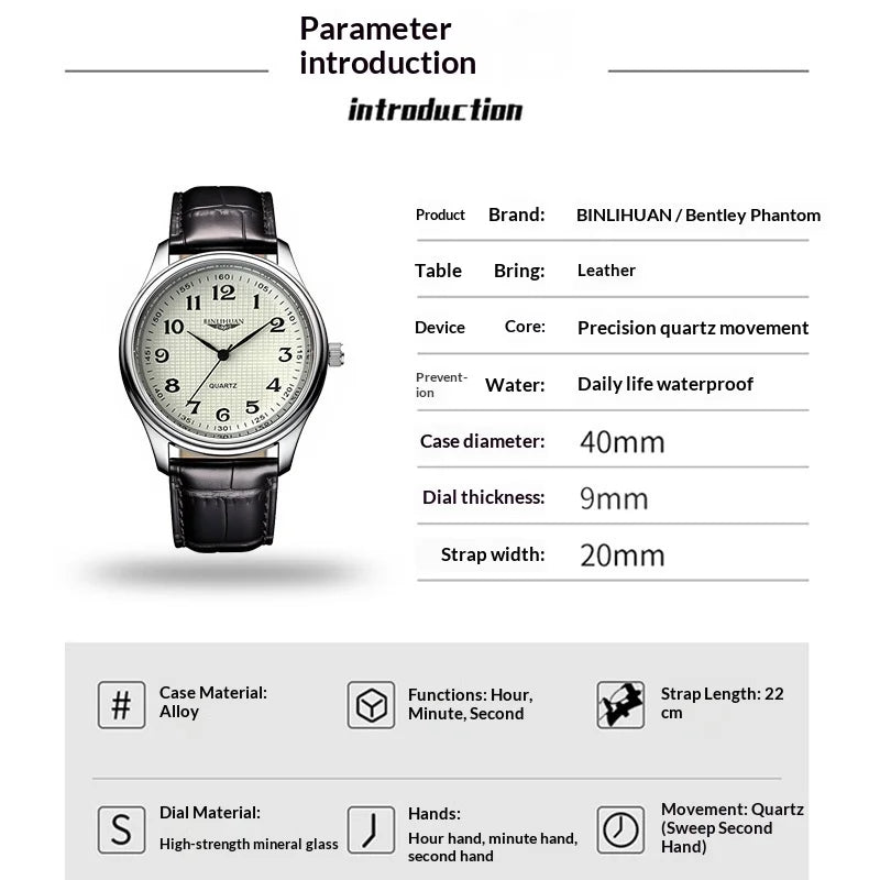 2026 Man Wristwatch Luxury Business Waterproof Men Watch For Men Quartz Clock Leather Men's Watches reloj+Box Men's Gift