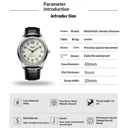 2026 Man Wristwatch Luxury Business Waterproof Men Watch For Men Quartz Clock Leather Men's Watches reloj+Box Men's Gift