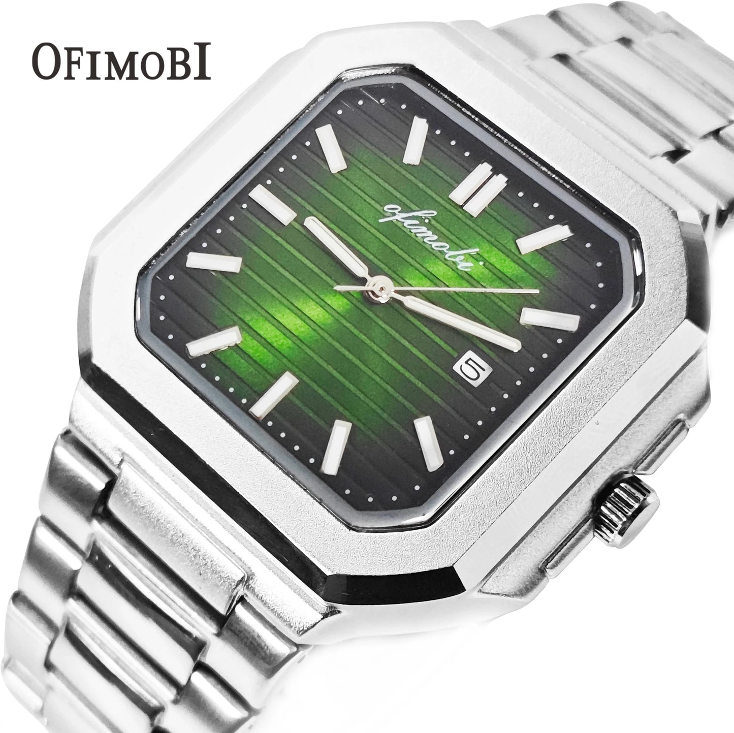 Classic Men Business Watches Fashion Square Dial Stainless Steel Strap Quartz Watch with Calendar For Luxury Mens Clock