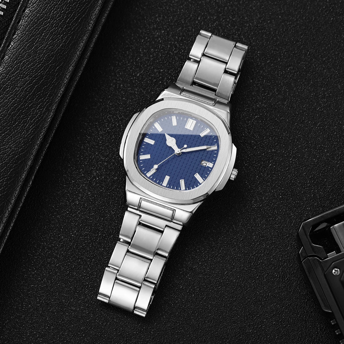 Luxury Square Men Business Watches Simple Calendar Quartz Watch for Mens Clock（Without Box）