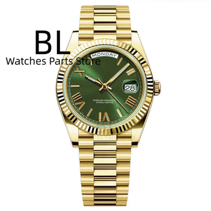 BLIGER 36mm39mm Silver Gold Luxury Enamel Dial Men's Watches Miyota8285 Week Date Function Waterproof Sapphire Glass Reloj Hombr