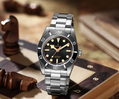 2025 Cronos Luxury Men's Watches 37mm Diver BB54 Vintage Automatic Matt/ Aluminum Bezel Female End Links Sapphire 20 Bar L6033