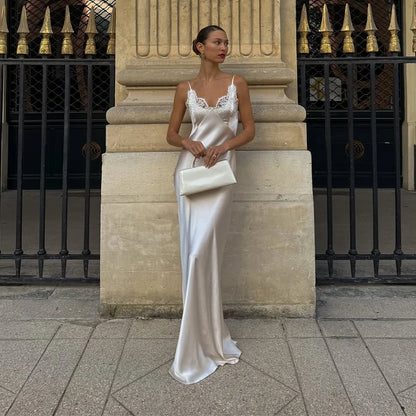 White Lace Hollow Out Halter Long Dress Women Sexy Sleeveless Off Shoulder Slim Maxi Dresses 2026 Lady Holiday Beach Vestidos