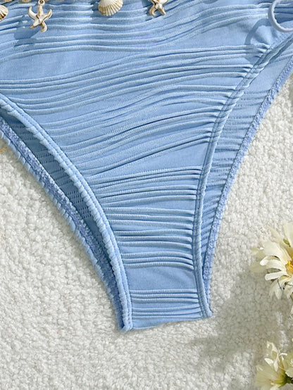 XS - XL Bandeau Wrinkled High Cut Bikini Women Swimwear Female Swimsuit Two-pieces Bikini Set Shell Bather Bathing Suit Swim