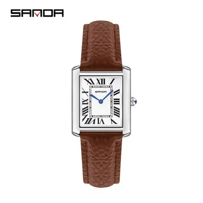 SANDA 9031/1108 Luxury Couple Quartz Watches for Men & Women, Waterproof Sport Casual Watch, Scratch Resistant Leather Strap