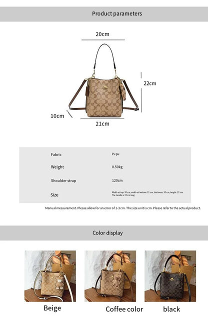 Fashionable style, elegant and luxurious handbag in the shape of a bucket, versatile and suitable for all occasions, single-shou
