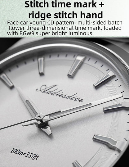 ADDIESDIVE Hot Sale AD2066 Mens Watch 36mm Bubble Mirror Glass Mint Green Quartz Watches Waterproof Luxury Stainless Steel Clock