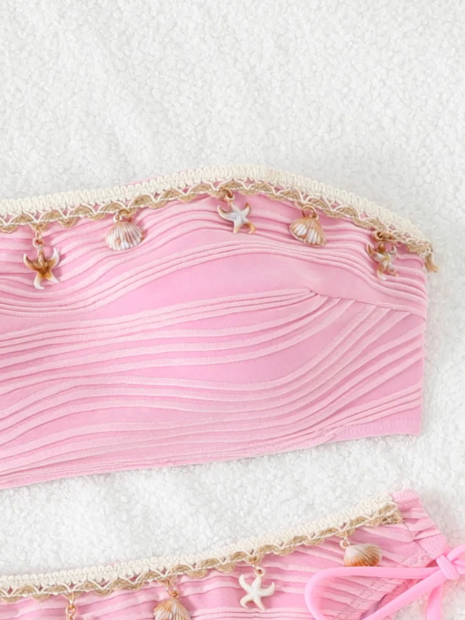 2026 Women Sexy Thong Swimsuit Push Up Swimwear Contrast Binding Bandeau Bikinis Female Bathing Suit Swimming Summer Beachwear