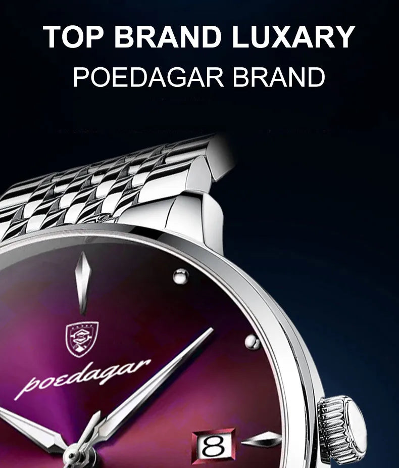 POEDAGAR Luxury Sports Men Watch Waterproof Luminous Stainless Steel Date Wristwatch For Man Quartz Clock Business Men's Watches