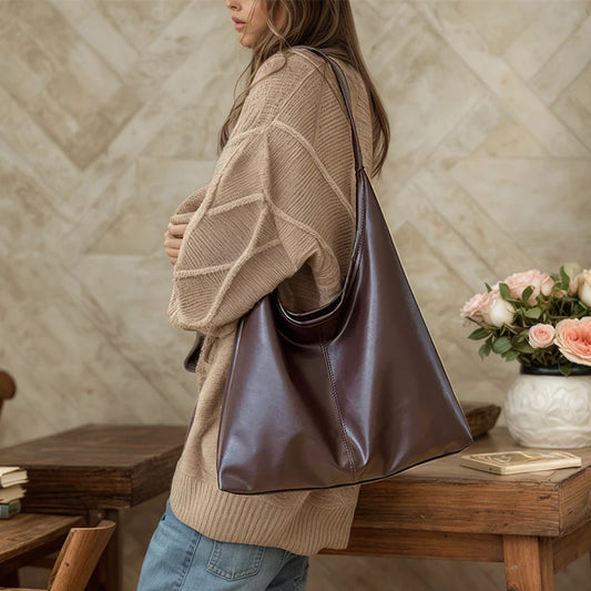 New Vintage Tote Bag Large Capacity Simple Women's Shoulder Bag Hobo Bag For Female Commuting Corssbody Bag