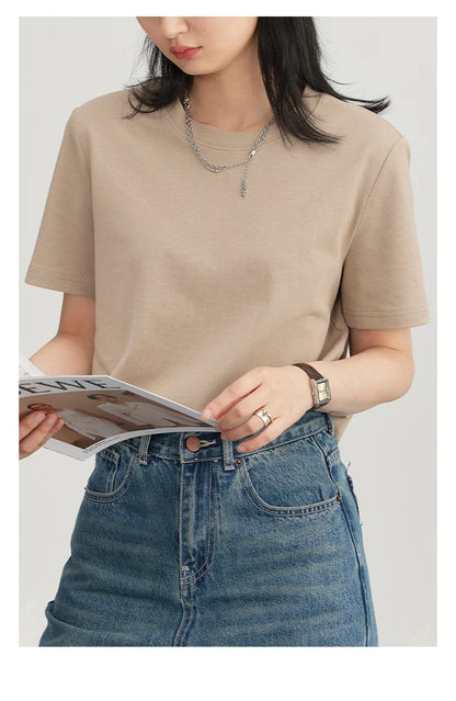 CHIC VEN Women's Tees Basic O Neck Short Sleeve Pullover T-shirt for Woman Solid Female Top Casual Ladies Tshirt Summer 2024