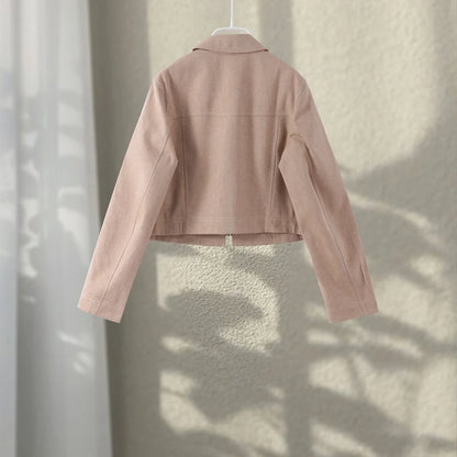 Casual Coats Pants Sets Women'S Turn-down Collar Long Sleeve Zippers Tops High Waist  Trousers 2026 Spring New Lady Chic Suit