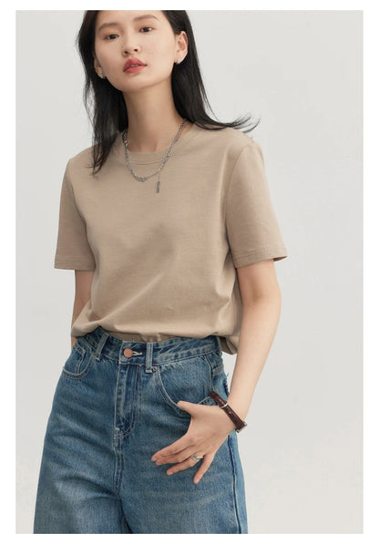 CHIC VEN Women's Tees Basic O Neck Short Sleeve Pullover T-shirt for Woman Solid Female Top Casual Ladies Tshirt Summer 2024