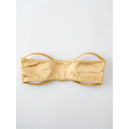New Sexy Bandeau Strapless Bikini Female Swimsuit Women Swimwear Two-pieces Bikini set Padded Bather Bathing Suit Swim V4647D