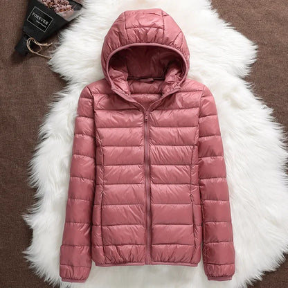 15 Colors Women Puffer Jackets Plus Size 5xl 6xl 7xl 2025 New Spring Autumn Hooded Female Ultra Lightweight Packable Down Coats