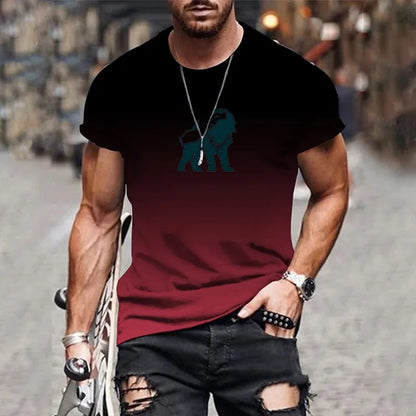 Trendy and fashionable new men's T-shirt 3D printed gradient printed top summer streetwear O-neck plus size pullover