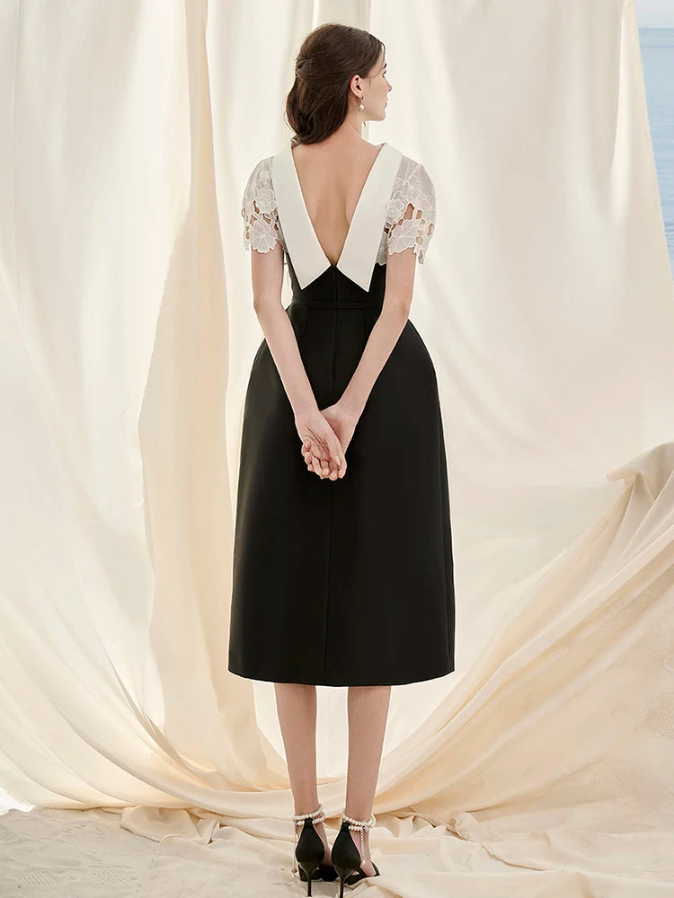 DEAT 2026 Spring Women's Lace Crochet Backless Dress Fashion Trendy Sleeveless Patchwork High Waist Dresses Female New 15C119