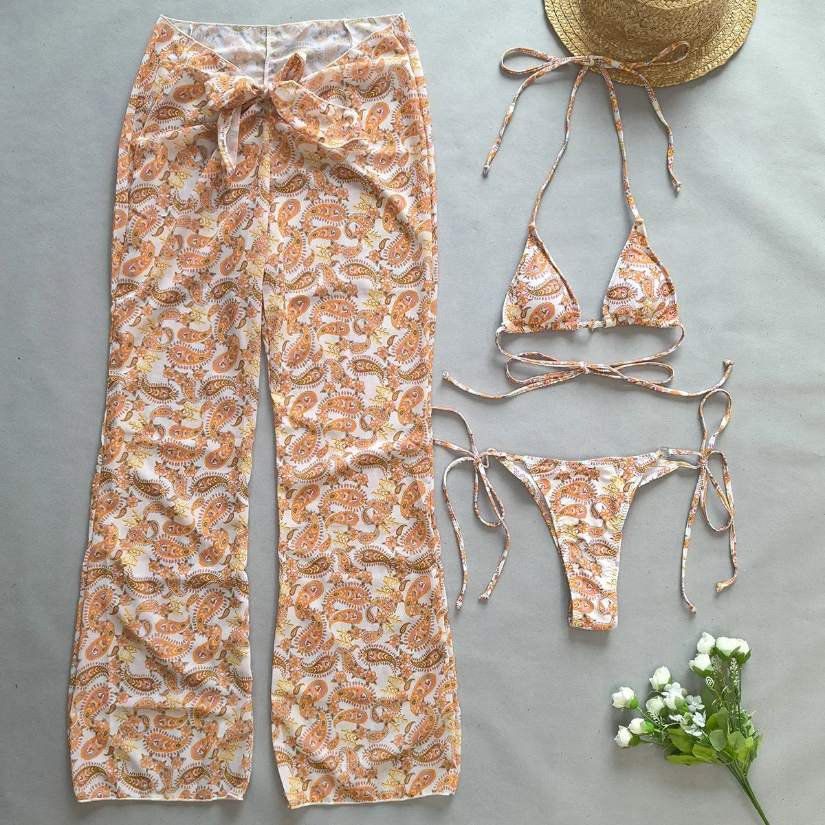 3 Pieces Bikini Women Swimsuit 2025 Female Swimwear Push Up Beachwear Swimming Suit Bathing Suit Pants Micro Bikini Set Biquini