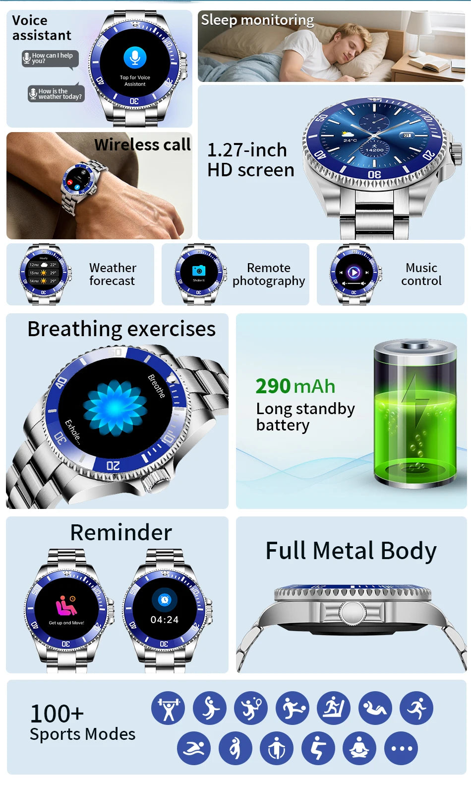 New 2026 Style Luxury Smart Watch Dials Answer Call For Men Waterproof Sport Digital Business Smart Watches For Gift Smart Band