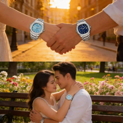 LIGE New Fashion Date Couple Watches 30M Waterproof Luminous Valentine's Day Gift Stainless Steel Watch Men Women Quartz Watch