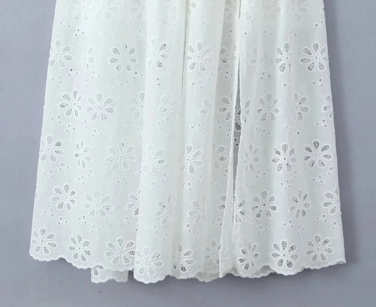 Ashgaily White Dress Women Halter Cotton Long Dress Lace Elegant Party Outfits Ladies Sexy Club Clothes