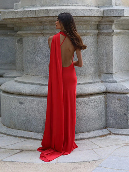 Sexy Ribbon Sleeveless Long Dress Women Elegant Slim Stain Backless Lace Up Party Dresses 2026 Fashion Solid Holiday Robe Lady