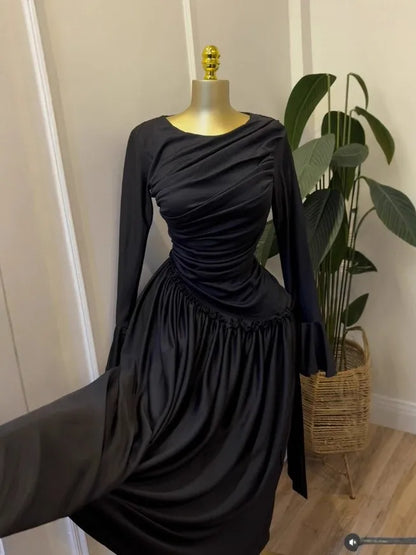 CM.YAYA Women Full Sleeve O-neck Elegant Long Dress Edible Tree Fungus Sweet Holiday Beach Evening Sexy Party Dresses Vestidos