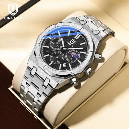 QINGXIYA Luxury Chronograph Quartz Watch Men Sport Military Watch For Men Waterproof Luminous Date Stainless Steel Men's Watches