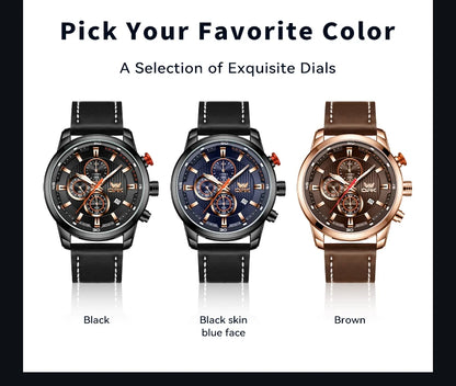 OPK 6083 Men's Quartz Watch Leathar Strap Luxury Luminous 30m Waterproof Modern Business Watches For Men