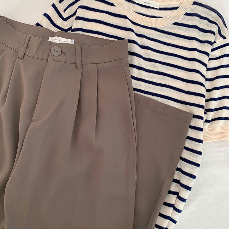 High Waist Women Suit Pants Fall Straight Office Ladies Korean Fashion Trousers Casual Button Loose Female Black Pants New
