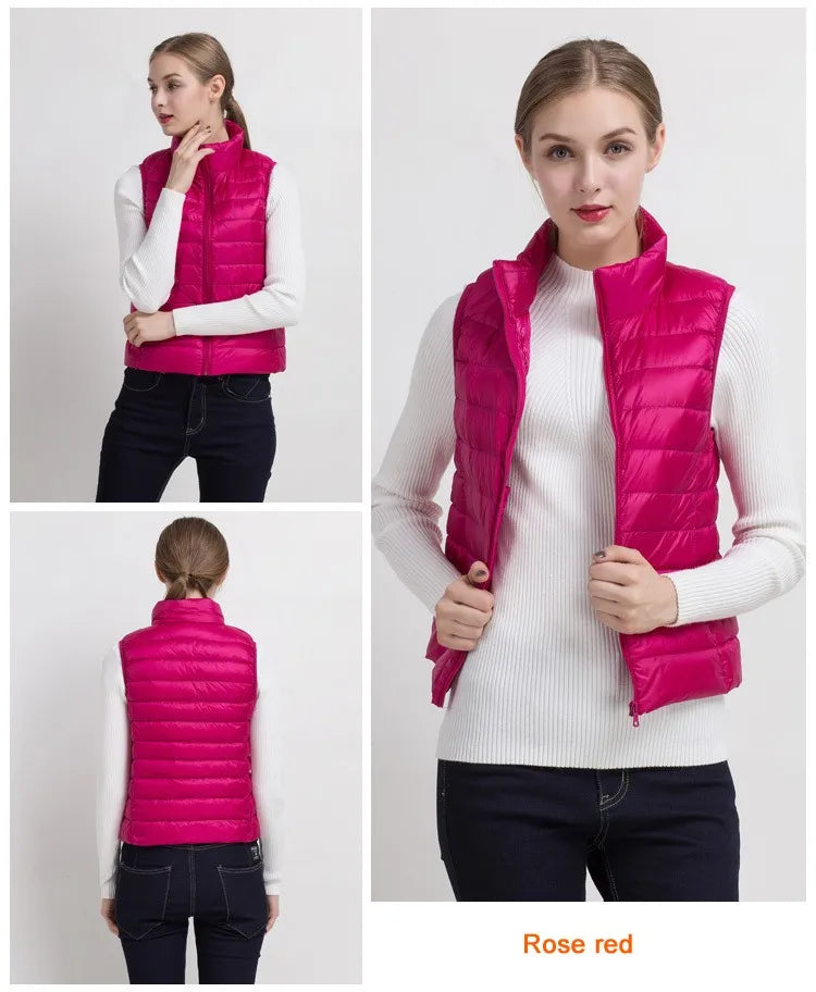 Women Vests 2023 New Autumn Winter Ultra Light Duck Down Vest Female Slim Sleeveless Jacket Windproof Warm Puffer Waistcoat