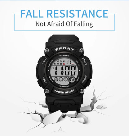 Synoke Shockproof Digital Sport's Watches Fashion PU Strap 50M Waterproof Colorful Light Led Chronograph Women's Wristwatch