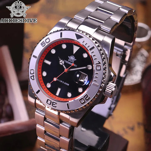 ADDIESDIVE Men's Watch BGW9 Super Luminous 316L Stainless Steel 20Bar Diving Quartz Steel Watches