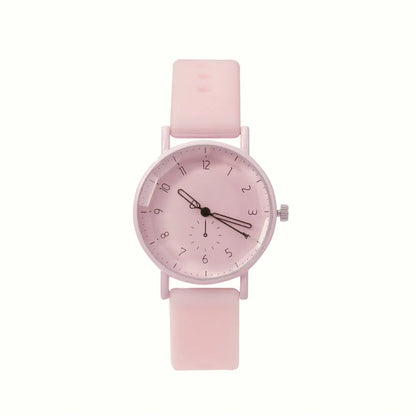 Fashion Women's Pink Minimalist Watch Silicone Strap Quartz Wristwatch Elegant Ladies Watches
