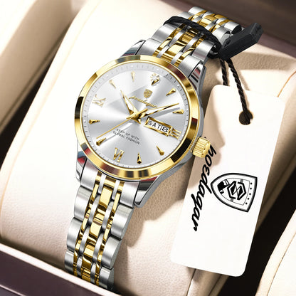POEDAGAR Elegant Woman Watch Waterproof Luminous Date Week Ladies Wristwatch Stainless Steel Quartz Fashion Women's Watches Gift